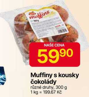 Muffiny s kousky čokolády různé druhy, 300 g 