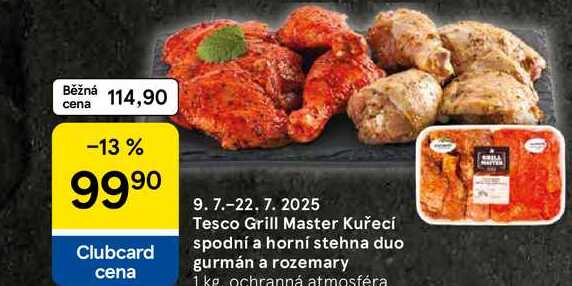 Tesco Grill Master Kuřecí spodní a horní stehna duo gurmán a rozemary, 1 kg
