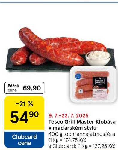 Tesco Grill Master Klobása v maďarském stylu, 400 g 