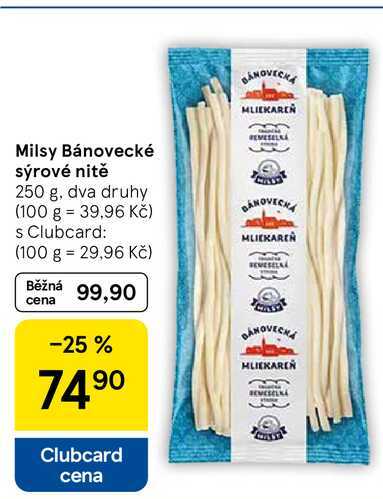 Milsy Bánovecké sýrové nitě, 250 g, dva druhy 