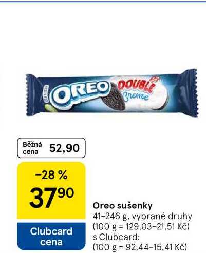 Oreo sušenky, 41-246 g, vybrané druhy 