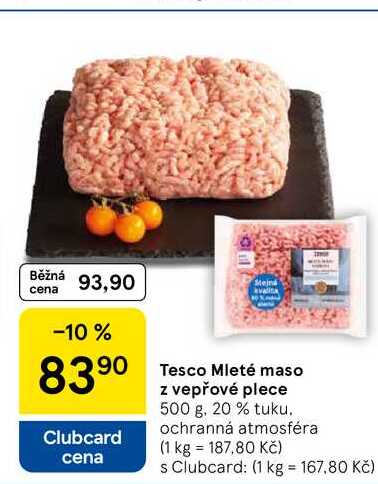 Tesco Mleté maso z vepřové plece, 500 g, 20 % tuku 