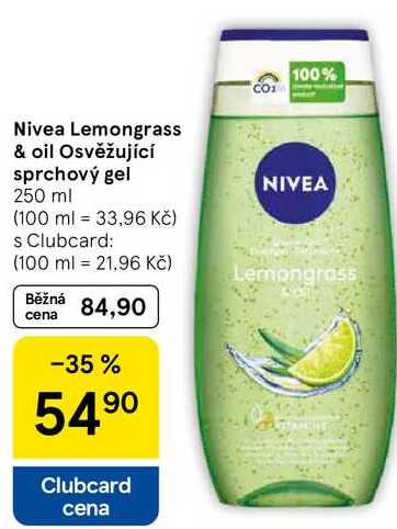 Nivea Lemongrass & oil Osvěžující sprchový gel, 250 ml 