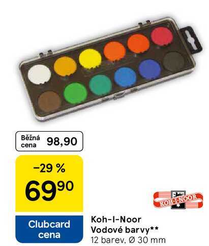 Koh-I-Noor Vodové barvy, 12 barev, Ø 30 mm 