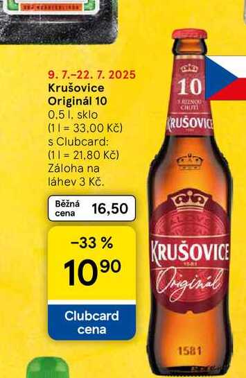 Krušovice Originál 10, 0,5 l, sklo  