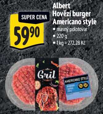 Albert Hovězí burger Americano style, 220 g
