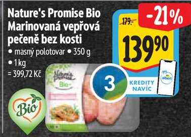 Nature's Promise Bio Marinovaná vepřová pečeně bez kosti, 350 g