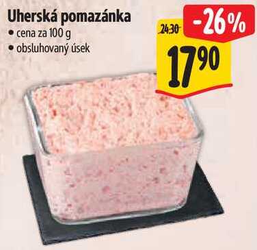 Uherská pomazánka, cena za 100 g 