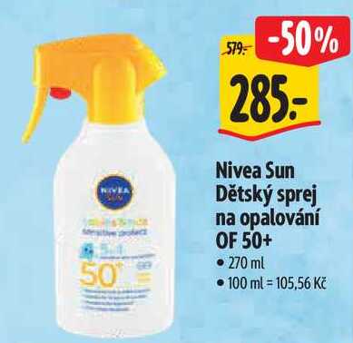 Nivea Sun Dětský sprej na opalování OF 50+, 270 ml 