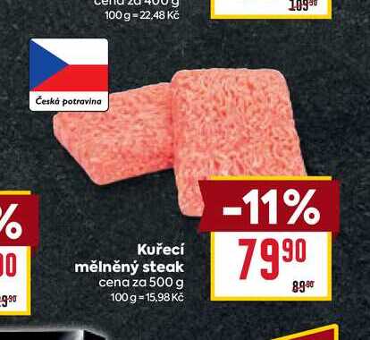 Kuřecí mělněný steak cena za 500 g 