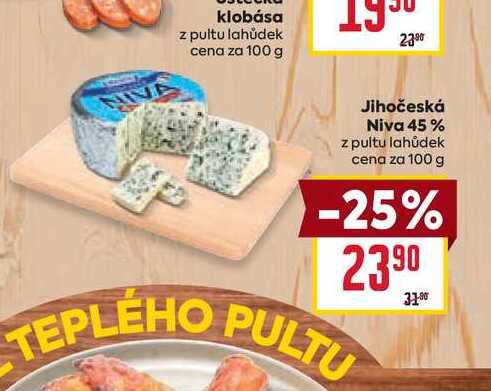 Jihočeská Niva 45% z pultu lahůdek cena za 100g