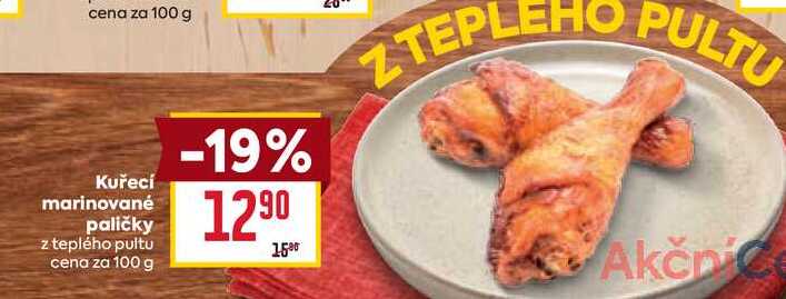 Kuřecí marinované paličky z teplého pultu cena za 100g