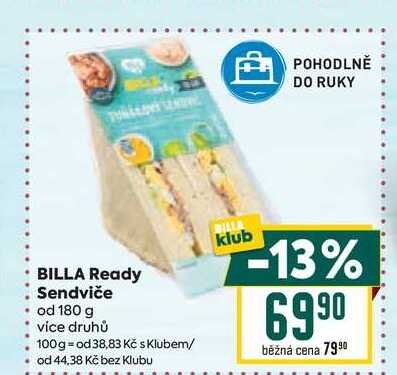 BILLA Ready Sendviče od 180 g 