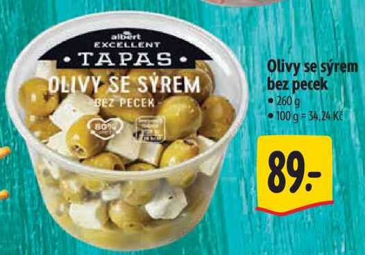 Olivy se sýrem bez pecek, 260 g 