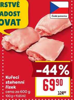 Kuřecí stehenní řízek cena za 600 g 