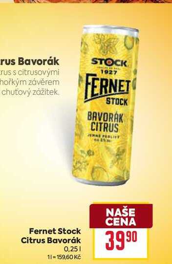 Fernet Stock Citrus Bavorák 0,25l