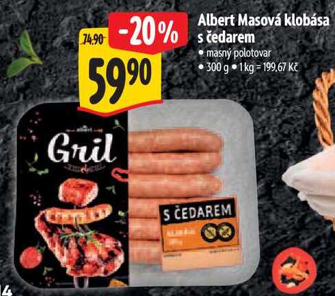 Albert Masová klobása s čedarem, 300 g