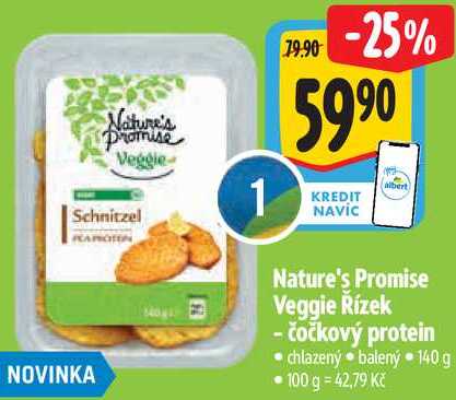 Nature's Promise Veggie Řízek - čočkový protein, 140 g