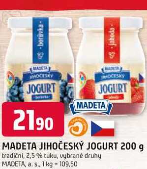 MADETA JIHOČESKÝ JOGURT 200 g tradiční, 2,5 % tuku