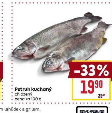 Pstruh kuchaný chlazený cena za 100g