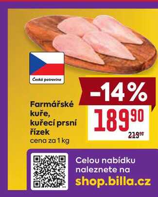 Farmářské kuře, kuřecí prsní řízek cena za 1 kg
