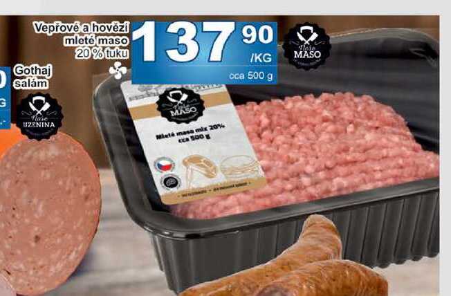Vepřové a hovězí mleté maso 20% tuku 1kg