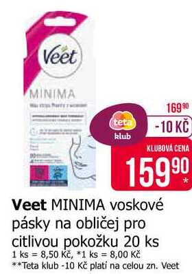 Veet voskové pásky na obličej pro citlivou pokožku 20 ks