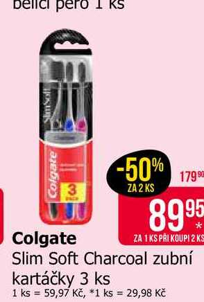 Colgate Slim Soft Charcoal zubní kartáčky 3 ks 