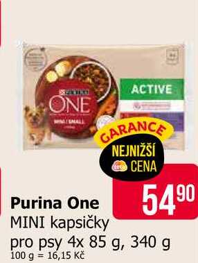 Purina One kapsičky pro psy 4x 85 g, 340 g 