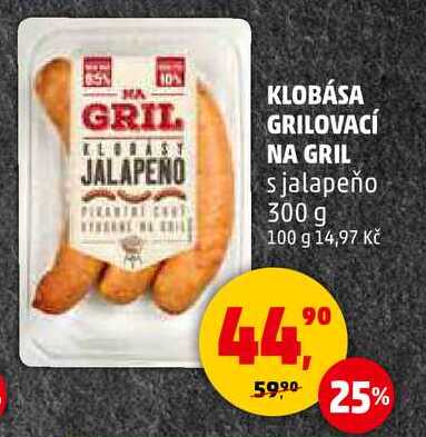 KLOBÁSA GRILOVACÍ NA GRIL s jalapeño, 300 g  