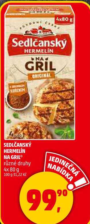 SEDLČANSKÝ HERMELÍN NA GRIL různé druhy, 4x 80 g  
