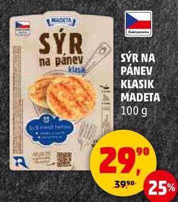 SÝR NA PÁNEV KLASIK MADETA, 100 g 