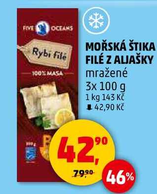 MOŘSKÁ ŠTIKA FILÉ Z ALJAŠKY mražené, 3x 100 g 