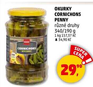 OKURKY CORNICHONS PENNY různé druhy, 340/190 g 