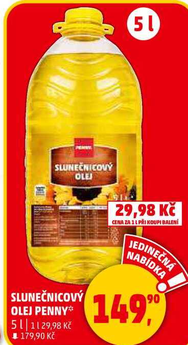 SLUNEČNICOVÝ OLEJ PENNY, 5 l