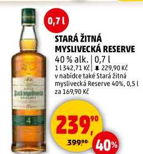 STARÁ ŽITNÁ MYSLIVECKÁ RESERVE 40% alk., 0,7 l