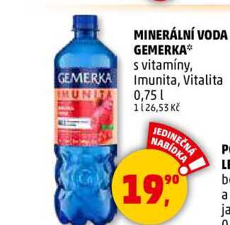 MINERÁLNÍ VODA GEMERKA s vitamíny, Imunita, 0,75 l 