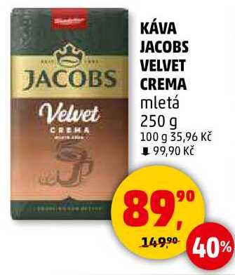 KÁVA JACOBS VELVET mletá, 250 g  