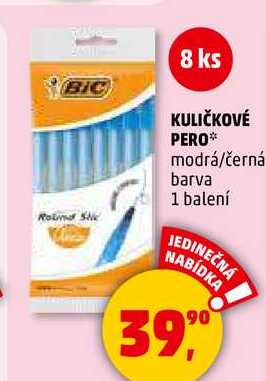 KULIČKOVÉ PERO, modrá/černá barva, 1 balení  