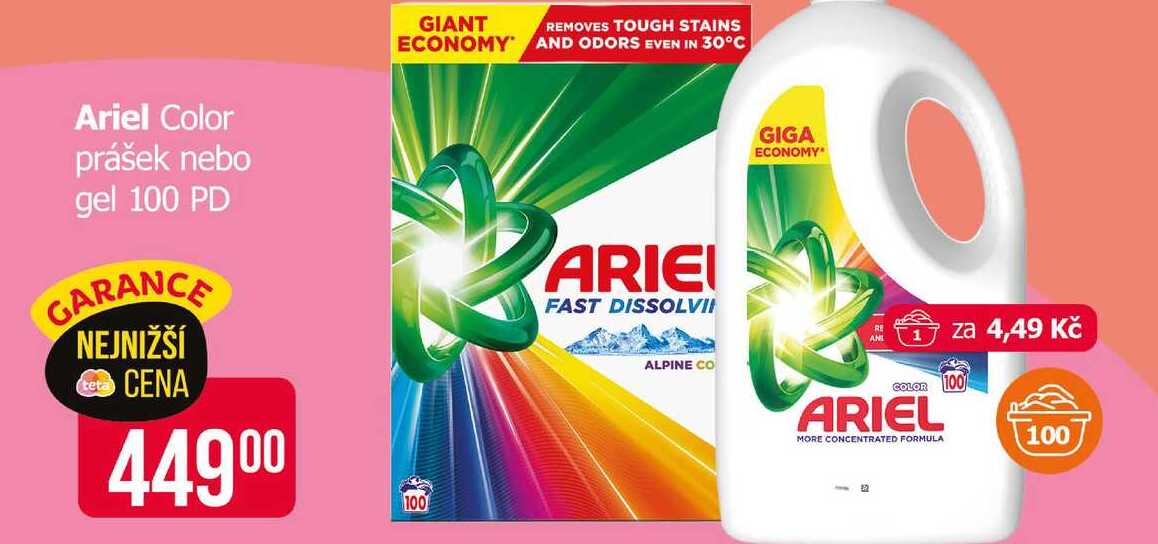 Ariel Color prášek nebo gel 100 PD