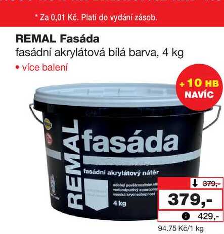 REMAL fasáda fasádní akrylátová bílá barva 4kg