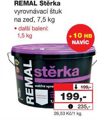 REMAL Stěrka vyrovnávací štuk na zeď, 7,5 kg
