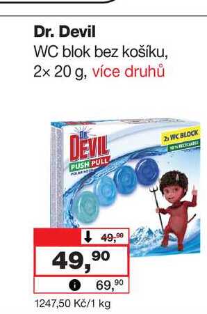 Dr. Devil WC blok bez košíku, 2x 20 g