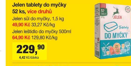 Jelen tablety do myčky 52 ks, více druhů 