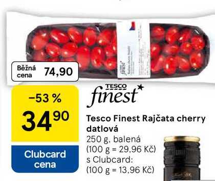Tesco Finest Rajčata cherry datlová, 250 g, balená 