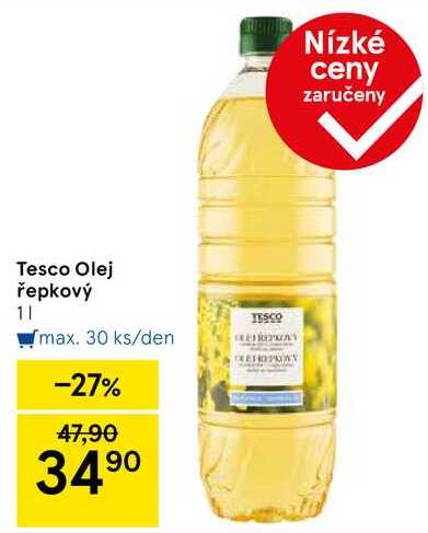 Tesco Olej řepkový, 1 l 