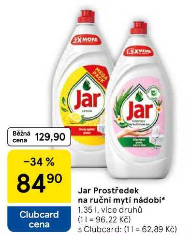 Jar Prostředek na ruční mytí nádobí, 1,35 I, více druhů 