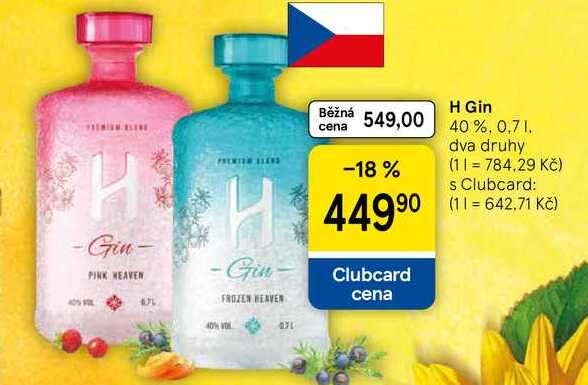 H Gin 40%, 0.7 l