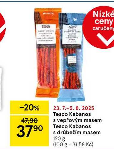 Tesco Kabanos s vepřovým masem, 120 g 