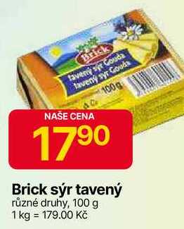 Brick sýr tavený různé druhy, 100 g 